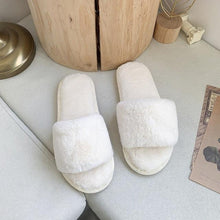 Load image into Gallery viewer, Fluffy Slippers Women Cozy Faux Fur Cross Indoor Floor Slides Flat Soft Furry Shoes Fluffy Furry Fur Slippers Flip Flop Open Toe Cozy House Memory Foam Sandals Slides Soft Flat Comfy Slippers
