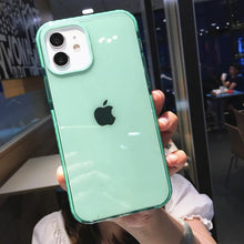 Load image into Gallery viewer, Fluorescent Color Shockproof Phone Case For iPhone 13 Pro Max 12 Mini 11 Transparent Soft Silicone Cover Transparent Case Glow In Dark Phone Case Luxury Square Case Cover For iPhone
