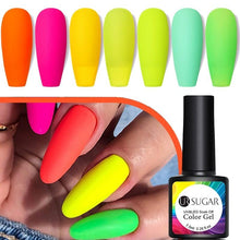 Load image into Gallery viewer, Fluorescent Gel Nail Polish Yellow Green High Quality Colors UV Strong Matte Effect Luxury Design For Girls and Women
