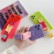 Load image into Gallery viewer, Fluorescent Sports Smartphone Case Bright Color Silicone Simple Soft Protective Cover Mobile Strap Wrist Crossbody Phone Case For iPhone 13 12 11 Pro XR XS Max X 8 7 Plus SE2 Strap Soft Silicon Phone Cover
