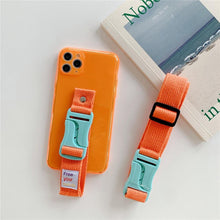 Load image into Gallery viewer, Fluorescent Sports Smartphone Case Bright Color Silicone Simple Soft Protective Cover Mobile Strap Wrist Crossbody Phone Case For iPhone 13 12 11 Pro XR XS Max X 8 7 Plus SE2 Strap Soft Silicon Phone Cover
