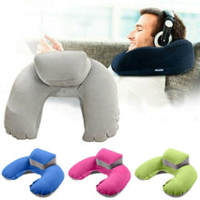 Load image into Gallery viewer, Foldable U-shaped Neck Support Pillow Inflatable Cushion Memory Foam Travel Pillow Neck Super Soft Pillows Air Plane Inflatable Neck Pillow Travel Pillow Ultralight Air Pillow with Comfortable Headrest Neck Support for Car
