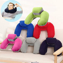 Load image into Gallery viewer, Foldable U-shaped Neck Support Pillow Inflatable Cushion Memory Foam Travel Pillow Neck Super Soft Pillows Air Plane Inflatable Neck Pillow Travel Pillow Ultralight Air Pillow with Comfortable Headrest Neck Support for Car
