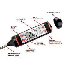 Load image into Gallery viewer, Food Thermometer For BBQ Meat Cake Candy Fry Grill Dinning Household Cooking Thermometer Digital Meat Thermometer with Long Probe Instant Read Food Cooking Thermometer For Grilling BBQ Smoker Grill Kitchen Oil Candy Oven Tools
