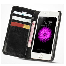 Load image into Gallery viewer, For iPhone X Case Cover for iPhone 8 7 6 6S Plus 5 5S 5SE Luxury PU Leather Flip Wallet Phone Cases Black Simple Card Holder With Magnetic Button Flip Leather Cover
