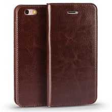 Load image into Gallery viewer, For iPhone X Case Cover for iPhone 8 7 6 6S Plus 5 5S 5SE Luxury PU Leather Flip Wallet Phone Cases Black Simple Card Holder With Magnetic Button Flip Leather Cover
