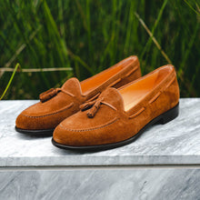 Load image into Gallery viewer, 16-583-TAB FRANCO Suede Calfskin Tassel Loafer, Tobacco
