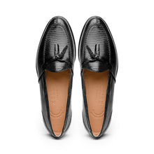 Load image into Gallery viewer, 14-580-BLK FRANCO Teju Lizard Tassel Loafer, Black
