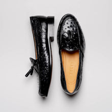Load image into Gallery viewer, 13-581-BLK FRANCO Ostrich Tassel Loafer, Black
