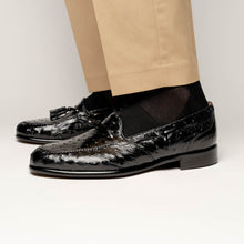 Load image into Gallery viewer, 13-581-BLK FRANCO Ostrich Tassel Loafer, Black
