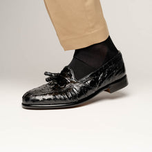Load image into Gallery viewer, 13-581-BLK FRANCO Ostrich Tassel Loafer, Black
