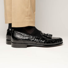 Load image into Gallery viewer, 13-581-BLK FRANCO Ostrich Tassel Loafer, Black

