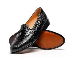 Load image into Gallery viewer, 13-581-BLK FRANCO Ostrich Tassel Loafer, Black
