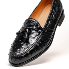 Load image into Gallery viewer, 13-581-BLK FRANCO Ostrich Tassel Loafer, Black
