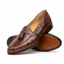 Load image into Gallery viewer, 13-581-BRN FRANCO Ostrich Tassel Loafer, Brown
