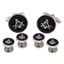 Load image into Gallery viewer, Freemason Masonic Cufflinks Studs Silver Black
