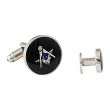Load image into Gallery viewer, Freemason Masonic Cufflinks Studs Silver Black
