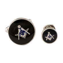 Load image into Gallery viewer, Freemason Masonic Cufflinks Studs Silver Black
