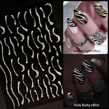Load image into Gallery viewer, French Rose Gold Striping Tape Nail Design Stripe Lines Geometry 3D Sticker for Nails Gel Polish Sticker Decals for Manicuring Decorations Manicure Stickers Decals Silver Strip Line Nail Decal Self-Adhesive 3D Wave Decal Decoration Metallic Curve Design

