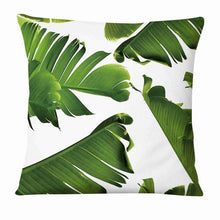 Load image into Gallery viewer, Fresh Green Leaves Digital Printed Pillowcase Home Pillow Decoration Tropical Green Leaves Throw Pillow Cover With Geometric Background Home Decorative Square Cushion Covers Cotton Linen Home Decor 45x45CM
