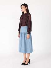 Load image into Gallery viewer, Front ruffle detailed balloon sleeve dot print
