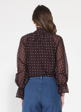 Load image into Gallery viewer, Front Tie Long Sleeve Dot Print Top
