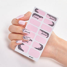 Load image into Gallery viewer, Full Cover Nail Stickers Nail Polish Nail Decoration Nails Sticker Designer Self Adhesive Nail Sticker Creative Nail Art Sticker Sticker Nail Decorations Accessories Metal Curve Stripe Lines Design Letter Nail Sticker Adhesive Decoration Template
