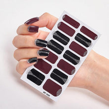 Load image into Gallery viewer, Full Cover Nail Stickers Nail Polish Nail Decoration Nails Sticker Designer Self Adhesive Nail Sticker Creative Nail Art Sticker Sticker Nail Decorations Accessories Metal Curve Stripe Lines Design Letter Nail Sticker Adhesive Decoration Template

