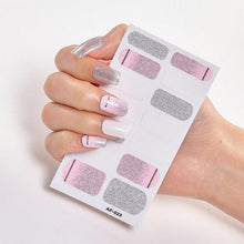 Load image into Gallery viewer, Full Cover Nail Stickers Nail Polish Nail Decoration Nails Sticker Designer Self Adhesive Nail Sticker Creative Nail Art Sticker Sticker Nail Decorations Accessories Metal Curve Stripe Lines Design Letter Nail Sticker Adhesive Decoration Template
