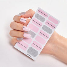 Load image into Gallery viewer, Full Cover Nail Stickers Nail Polish Nail Decoration Nails Sticker Designer Self Adhesive Nail Sticker Creative Nail Art Sticker Sticker Nail Decorations Accessories Metal Curve Stripe Lines Design Letter Nail Sticker Adhesive Decoration Template
