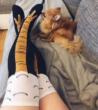 Load image into Gallery viewer, Funny Chicken Long Socks Fashion Cotton Funny 3D Unisex Over Knee High Socks Halloween Christmas Cartoon Gift Socks Fun Thigh Highs Chicken Legs Socks For Men And Women
