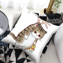 Load image into Gallery viewer, Funny Cute Cat Plush Cushion Pillow Covers Cat Pillow Cases Animal Kitty Pillowcase Cotton Linen Cushion Cover For Couch Cover Pillows Cases For Sofa Home Decoration Pillowcase Polyester Throw Pillow Case 45x45CM

