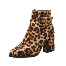 Load image into Gallery viewer, Leopard Print Chunky Heel Boots - # GIAA73410014
