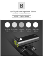 Load image into Gallery viewer, GACIRON 400-1800 Lumens Bicycle Front Light USB Rechargeable Cycling Headlight Flashlight MTB Road Bike Waterproof LED Head Lamp
