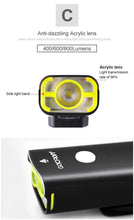 Load image into Gallery viewer, GACIRON 400-1800 Lumens Bicycle Front Light USB Rechargeable Cycling Headlight Flashlight MTB Road Bike Waterproof LED Head Lamp
