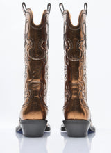 Load image into Gallery viewer, Ganni Women Mid Shaft Embroidered Metallic Western Boots
