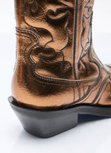 Load image into Gallery viewer, Ganni Women Mid Shaft Embroidered Metallic Western Boots
