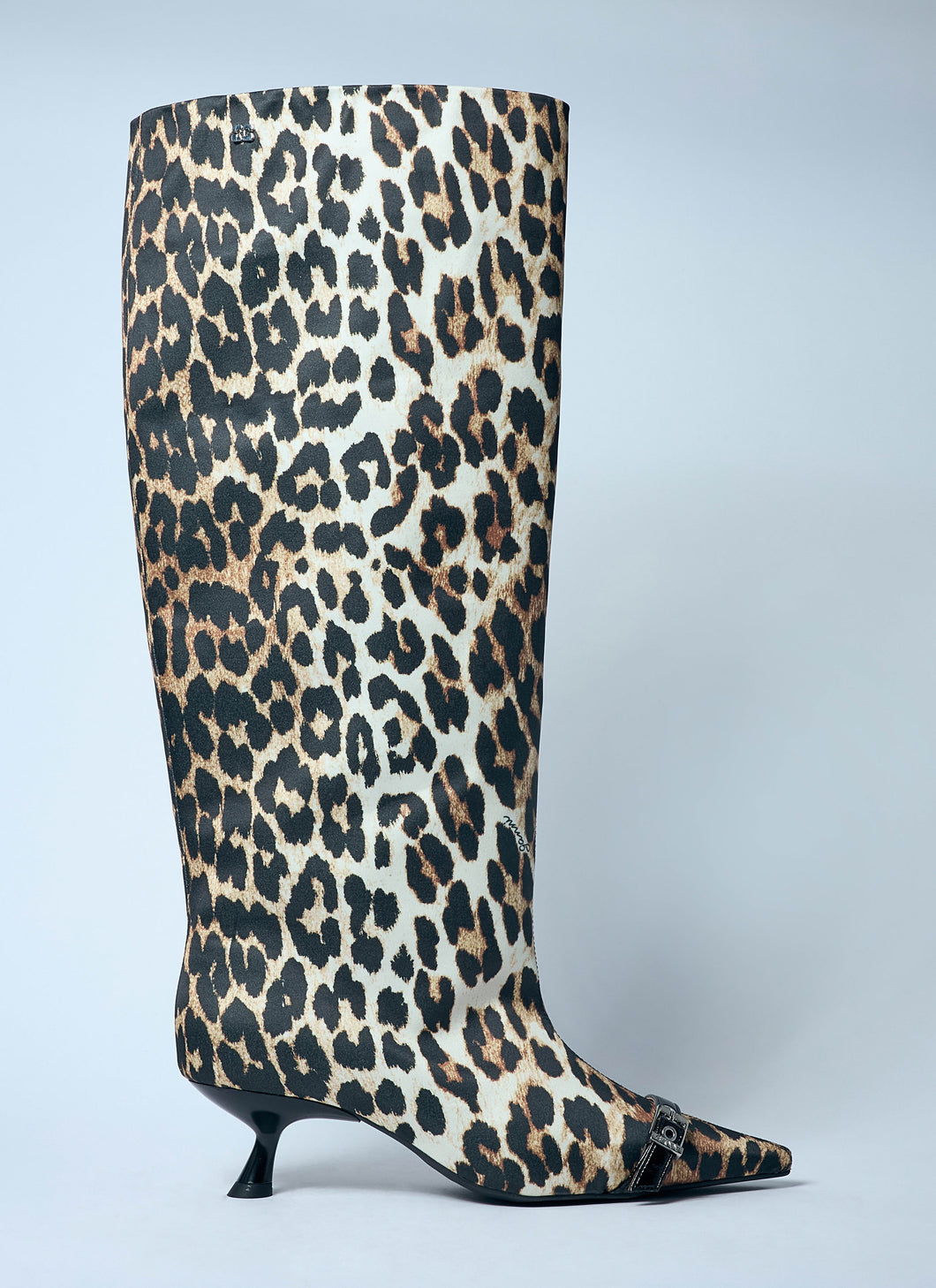 Ganni Women Leopard Eyelets Slouchy High Shaft Boots
