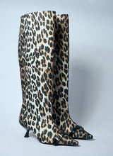 Load image into Gallery viewer, Ganni Women Leopard Eyelets Slouchy High Shaft Boots
