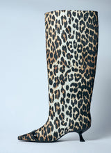 Load image into Gallery viewer, Ganni Women Leopard Eyelets Slouchy High Shaft Boots
