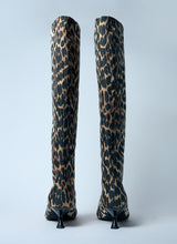 Load image into Gallery viewer, Ganni Women Leopard Eyelets Slouchy High Shaft Boots
