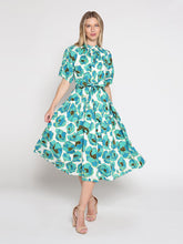 Load image into Gallery viewer, Gathered neck floral print belt dress

