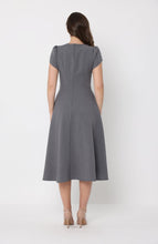 Load image into Gallery viewer, Gathered Side Detail Cap Sleeve A-line Midi Dess
