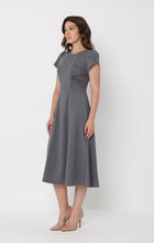 Load image into Gallery viewer, Gathered Side Detail Cap Sleeve A-line Midi Dess
