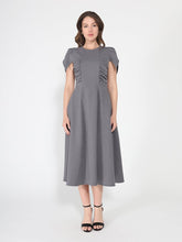 Load image into Gallery viewer, Gathered Side Detail Cap Sleeve A-line Midi Dess
