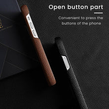 Load image into Gallery viewer, Genuine Leather Phone Case for iPhone 13 14 Pro Max 12 Mini 12 Pro Max Back Cover Neon Orange Silicone Phone Cover Wireless Charging Compatible Shockproof Protective Case for iPhone
