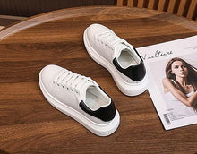 Load image into Gallery viewer, Genuine Leather Women Platform Sneakers Autumn Fashion Sports Little White Shoes Platform Flats Casual Lace Up Woman Comfort Walking Sneakers
