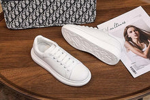 Load image into Gallery viewer, Genuine Leather Women Platform Sneakers Autumn Fashion Sports Little White Shoes Platform Flats Casual Lace Up Woman Comfort Walking Sneakers
