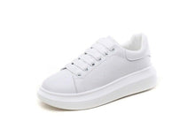 Load image into Gallery viewer, Genuine Leather Women Platform Sneakers Autumn Fashion Sports Little White Shoes Platform Flats Casual Lace Up Woman Comfort Walking Sneakers
