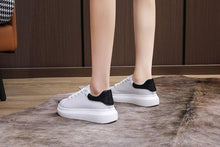 Load image into Gallery viewer, Genuine Leather Women Platform Sneakers Autumn Fashion Sports Little White Shoes Platform Flats Casual Lace Up Woman Comfort Walking Sneakers
